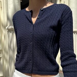 Brandy Melville Dark Blue Cable Knit Cardigan